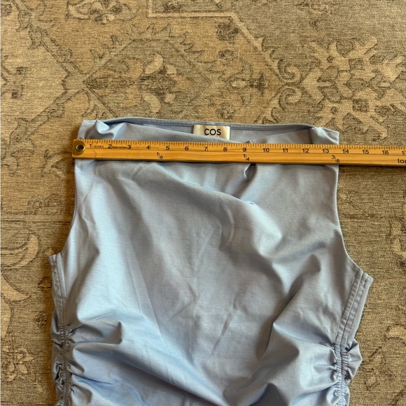 COS Sky Blue side Ruched Women's Blouse top S - Picture 6 of 11